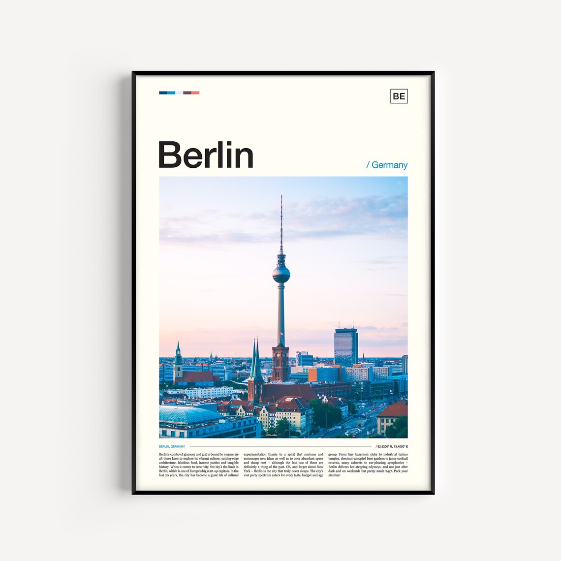 Berlin Travel Poster, City Skyline Art Print