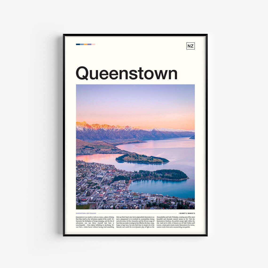 Queenstown New Zealand Sunrise Lake Wakatipu Mountain View Poster