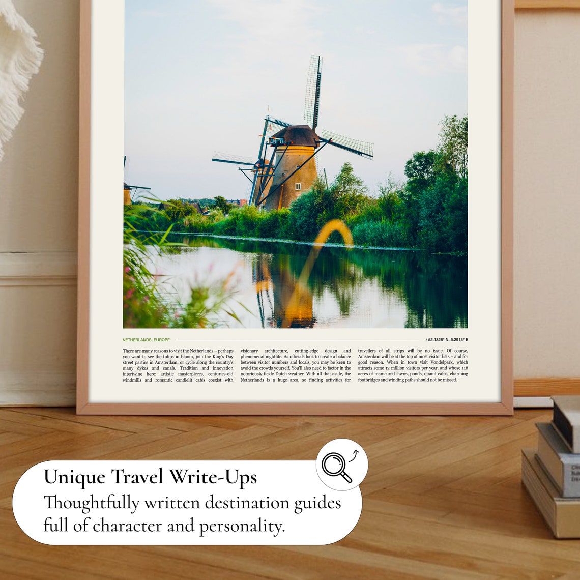 Netherlands Windmill Canal Reflection Countryside Photo Travel Poster - Image 2