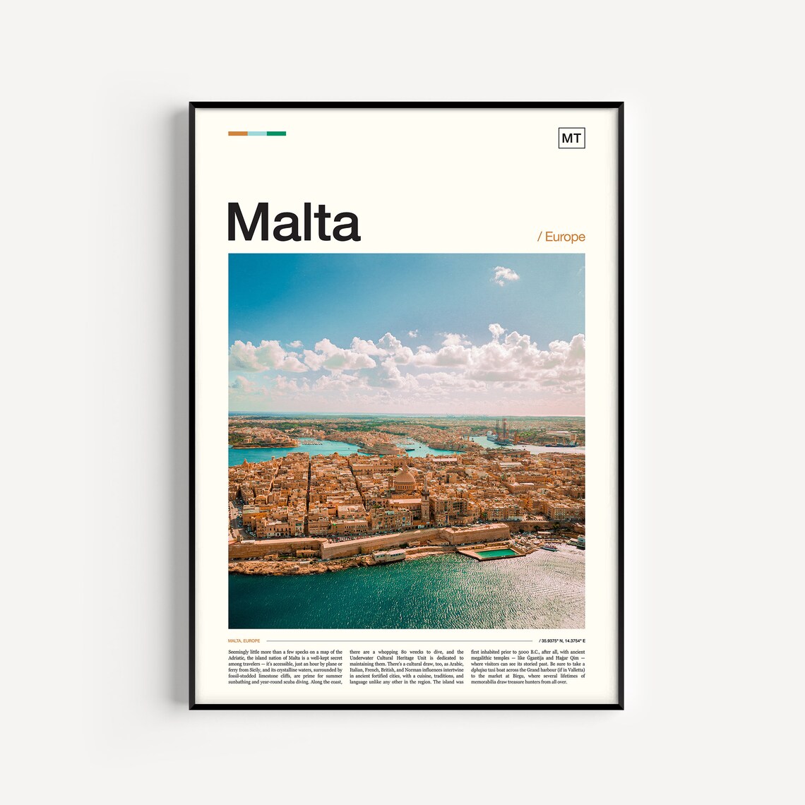 Malta Travel Poster, European Place Art Print