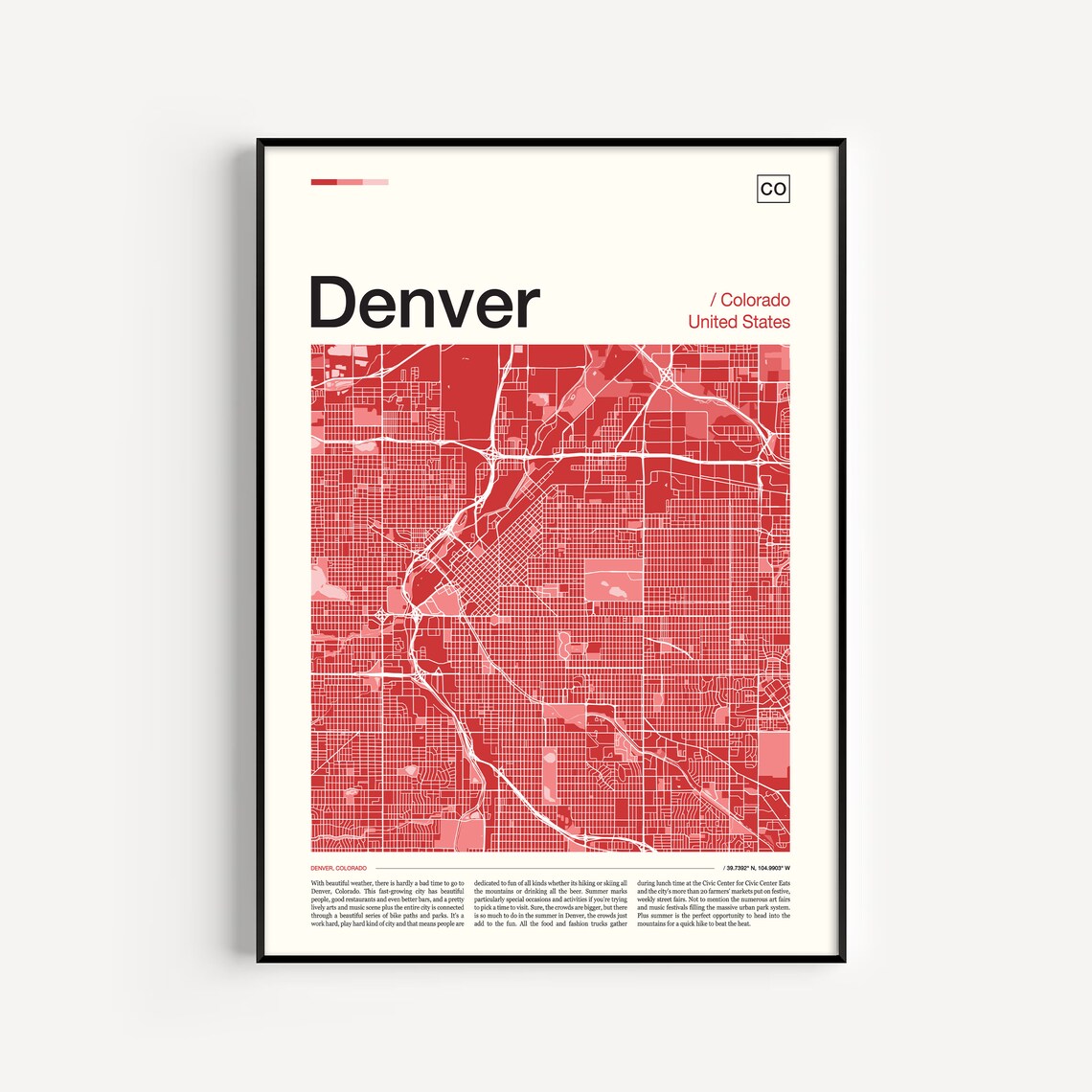 Denver Map Print, Travel Poster for Home Walls