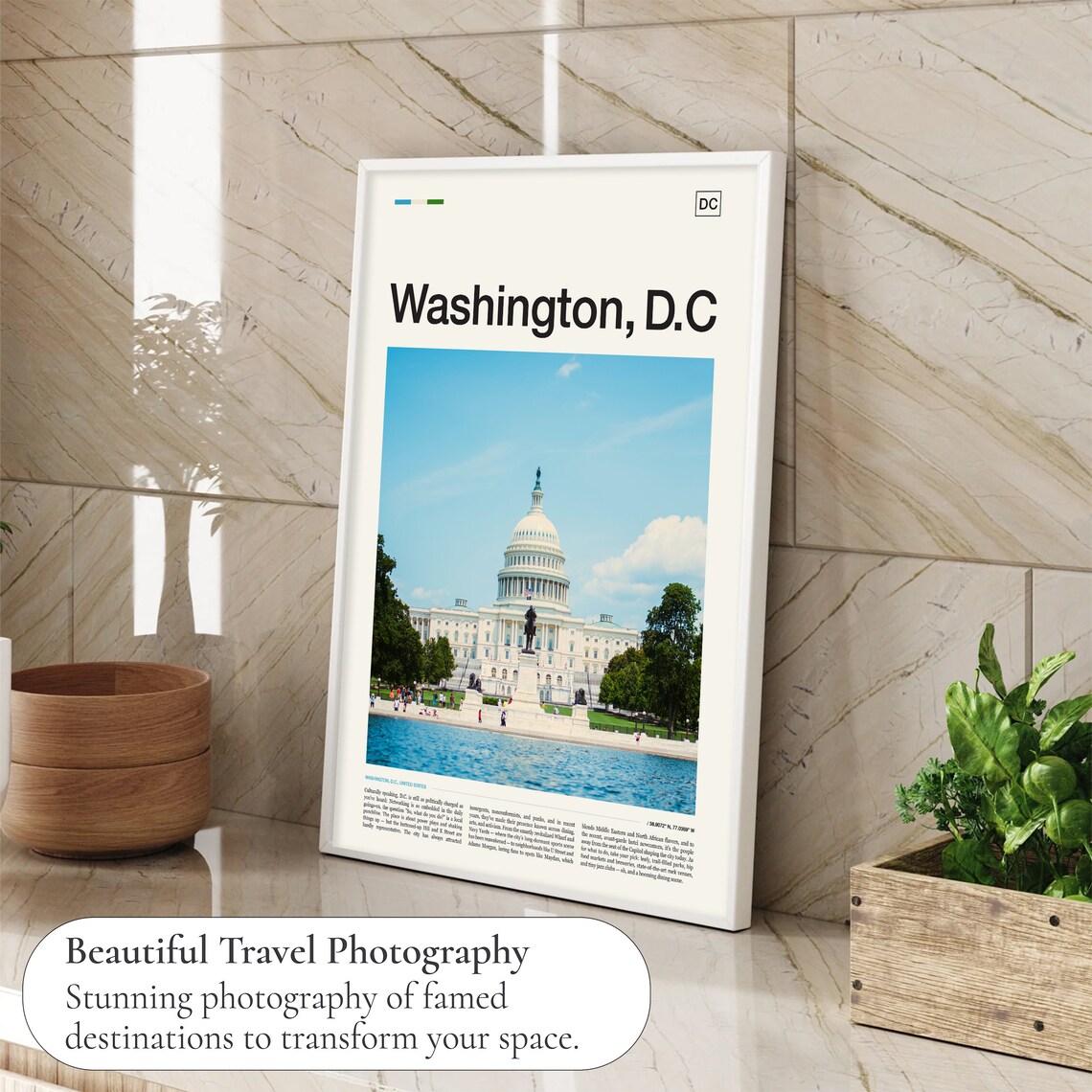 Washington DC Travel Poster, Skyline Wall Art - Image 4