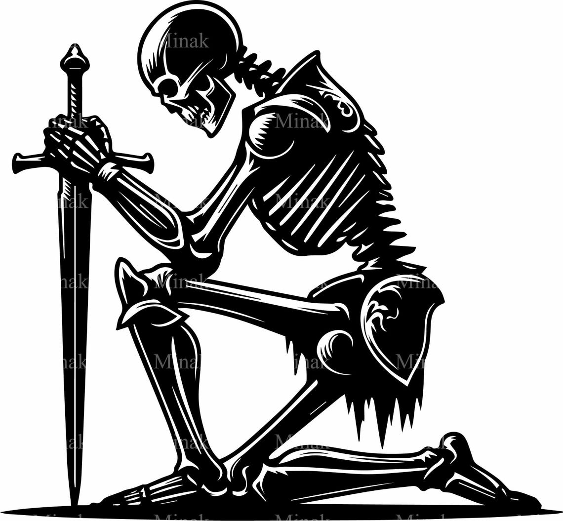 Kneeling Skeleton Warrior Longsword Dark Medieval Fantasy Poster - Image 4
