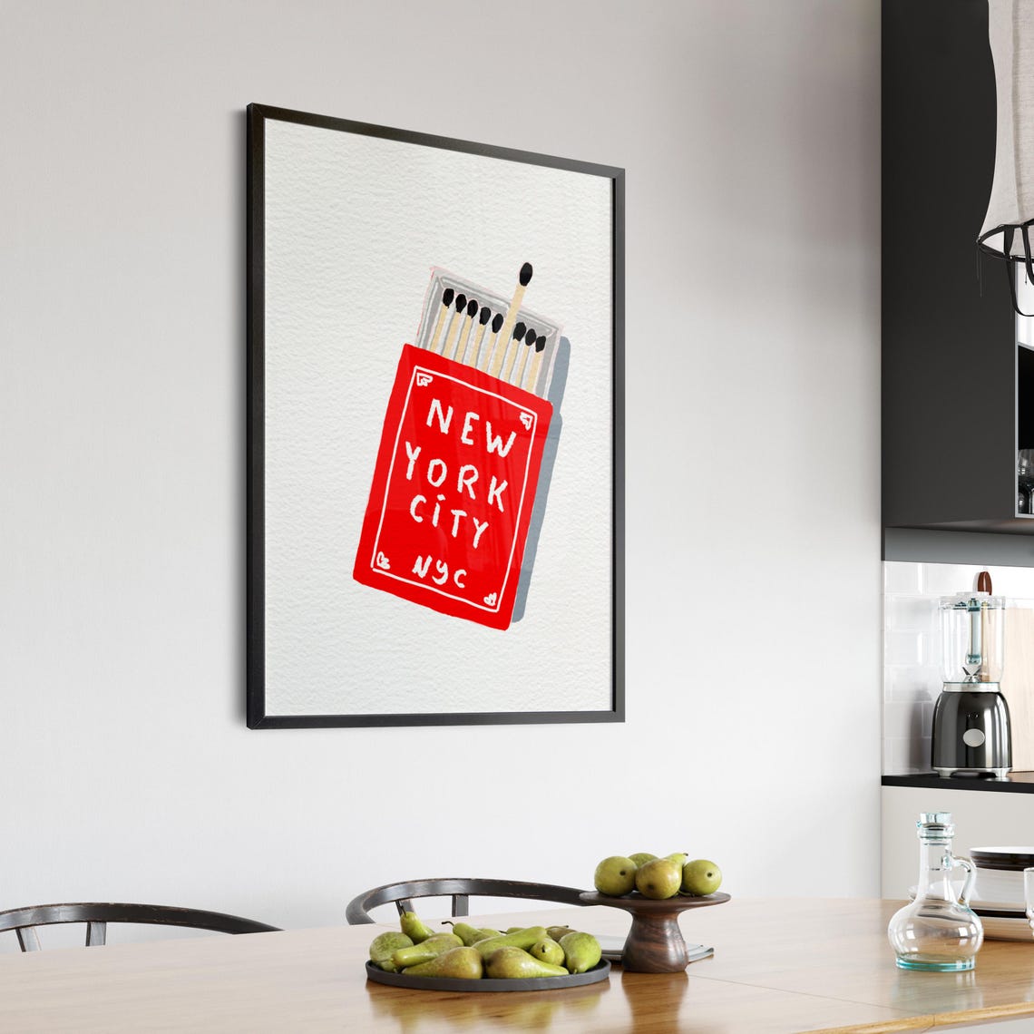New York City NYC Matchbox Trendy Retro Kitchen Dorm Room Wall Art