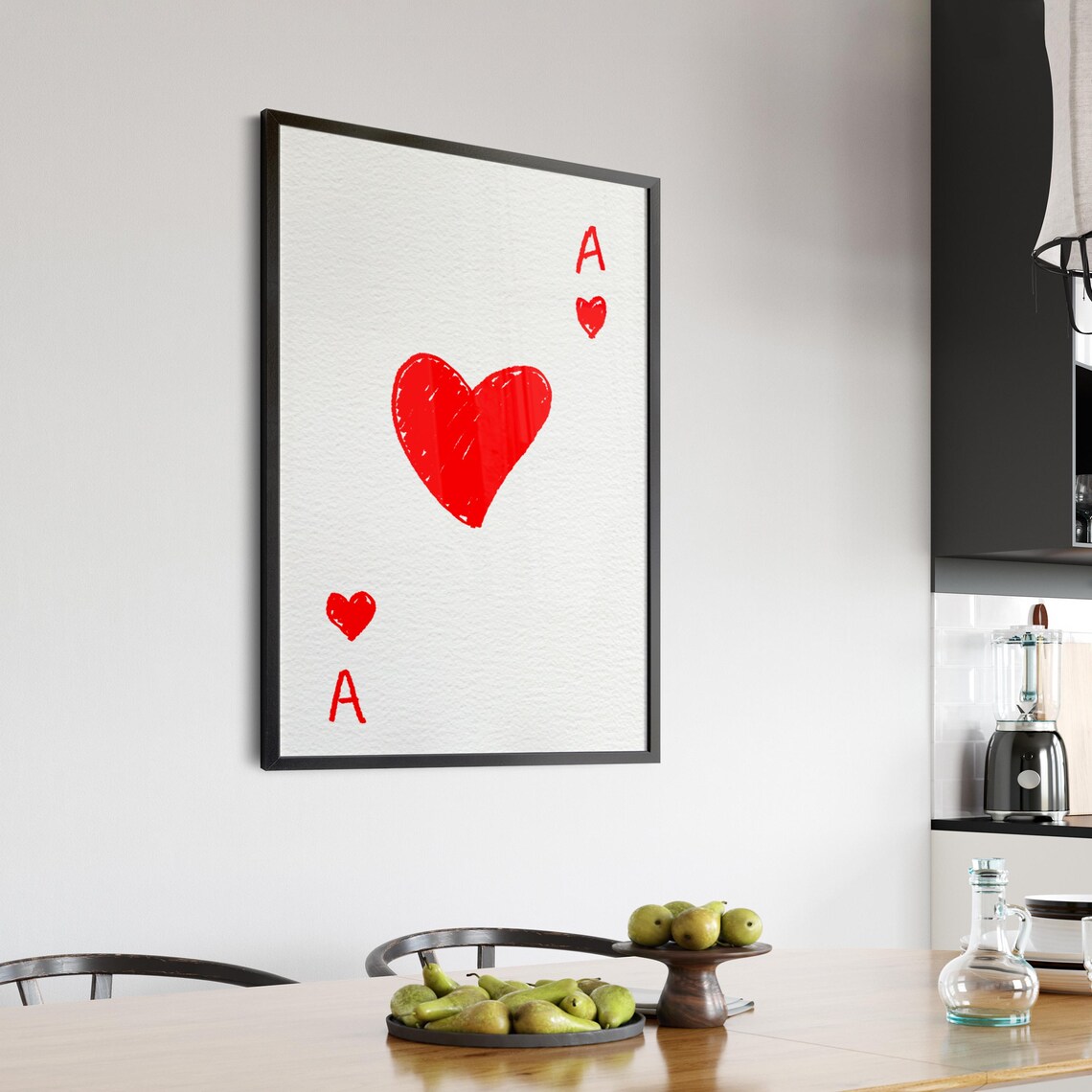 Ace Of Hearts Minimalist Playing Card Red Trendy Dorm Room Poster