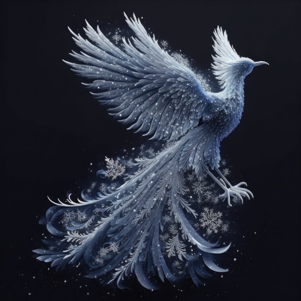Snowflake Phoenix, Minimalist Landscape Art Print