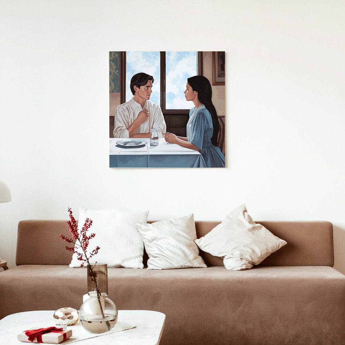 Love Couple At Table Poster, Romantic Home Decor - Image 3