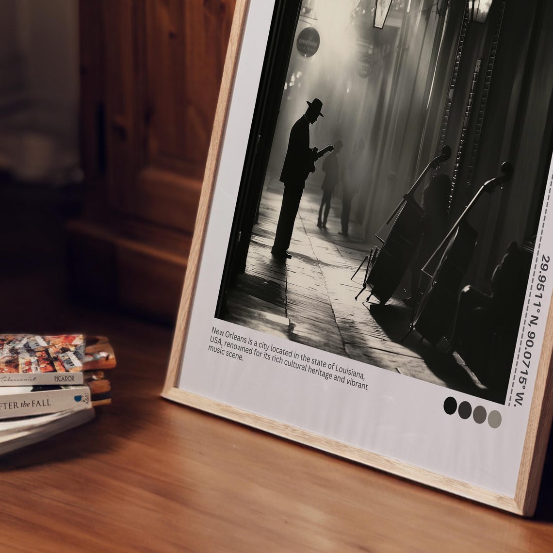 New Orleans Jazz Musicians Alley Lanterns Black White Poster - Image 6