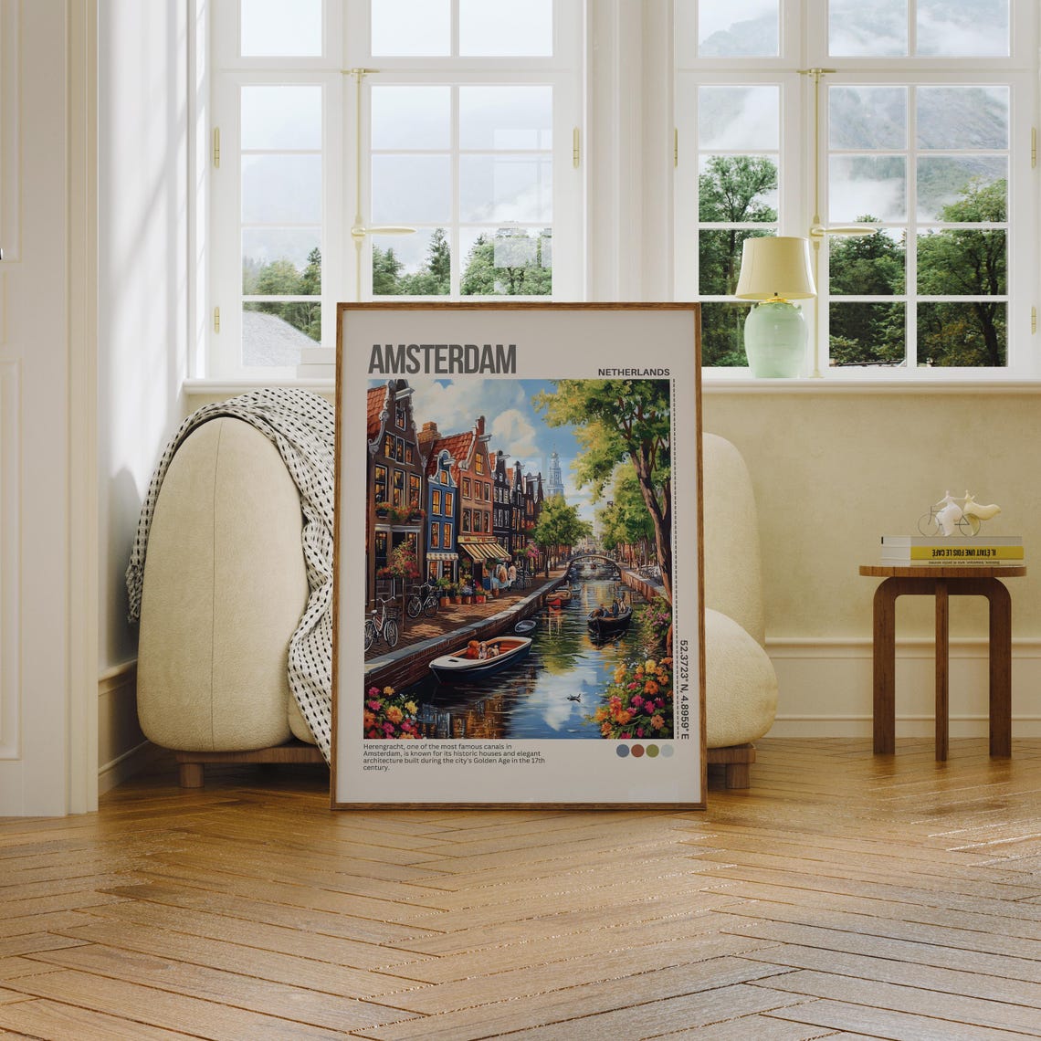 Amsterdam Herengracht Canal Colorful Houses Boat Travel Poster - Image 5