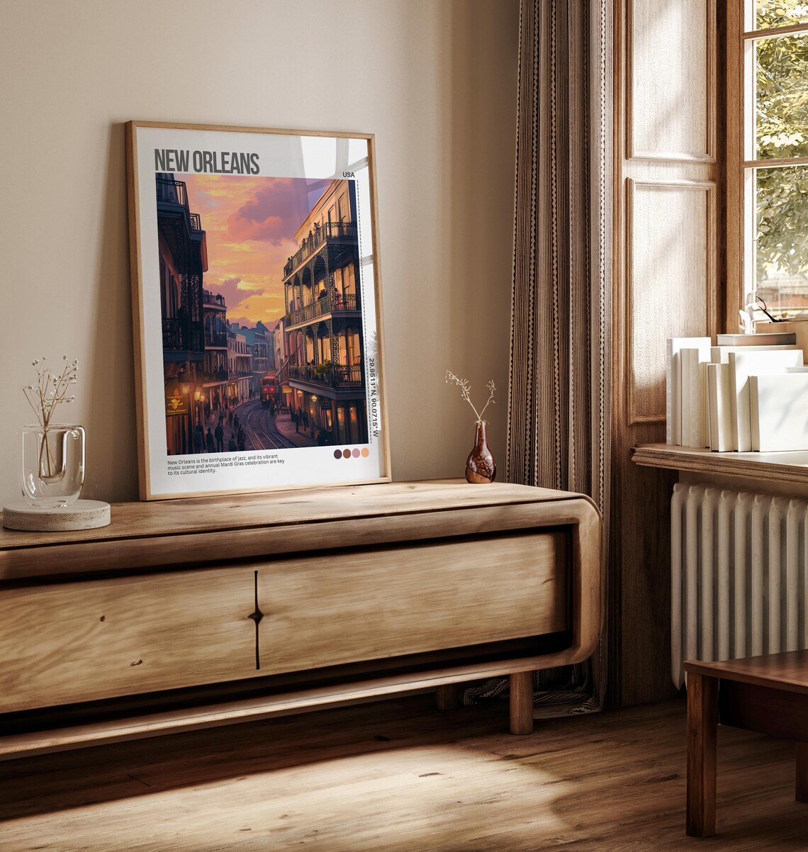 New Orleans French Quarter Streetcar Sunset Glow Travel Poster - Image 2