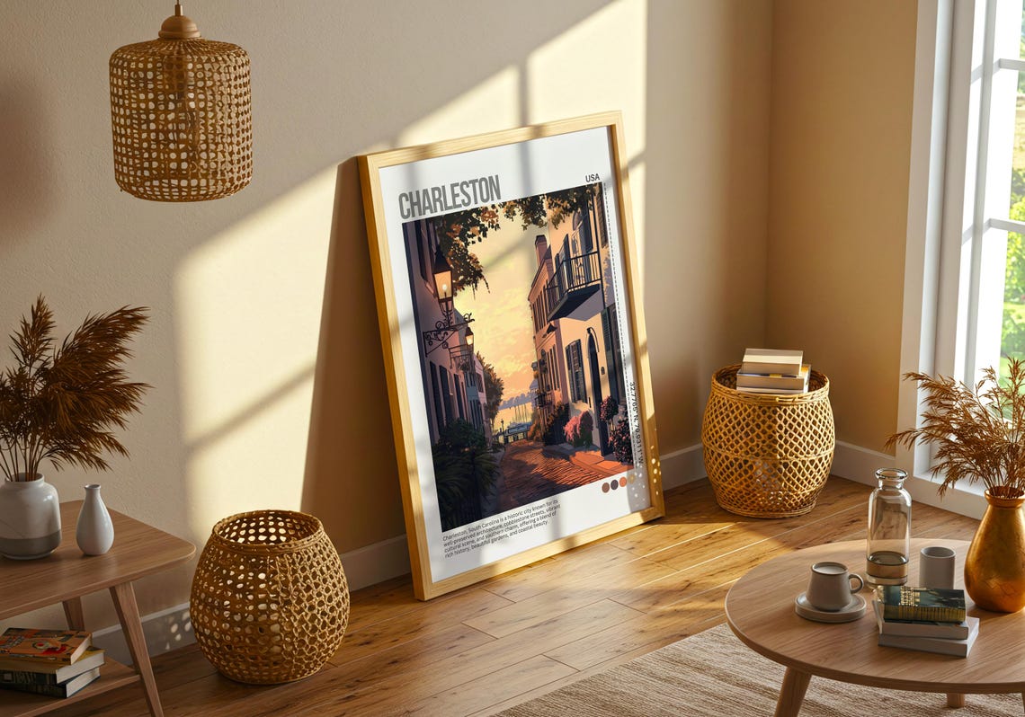 Charleston South Carolina Historic Street Sunset Travel Poster - Image 4