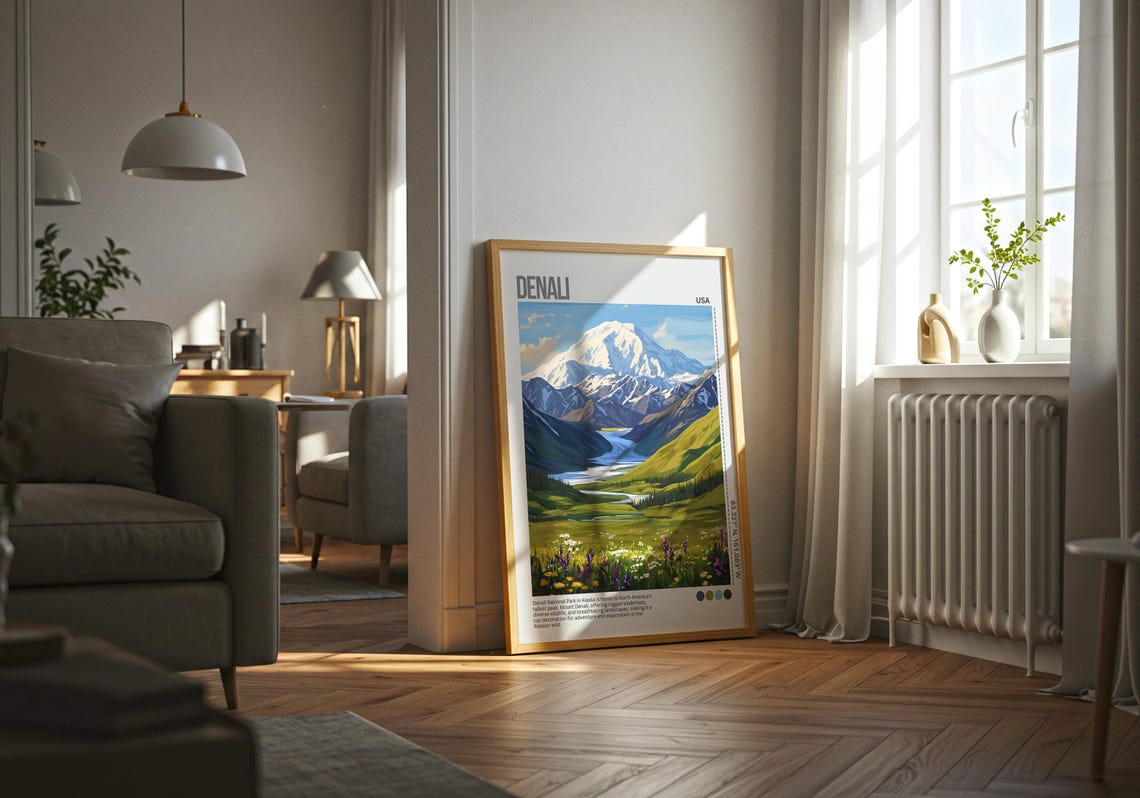 Denali Alaska Snowcapped Peak National Park Scenic Travel Poster - Image 5