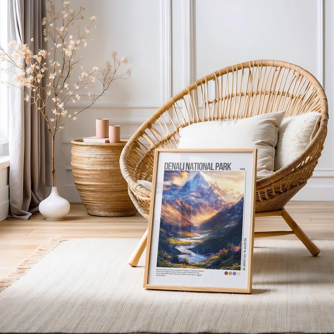 Denali National Park Snowy Peak Alaska Wilderness Travel Poster - Image 2