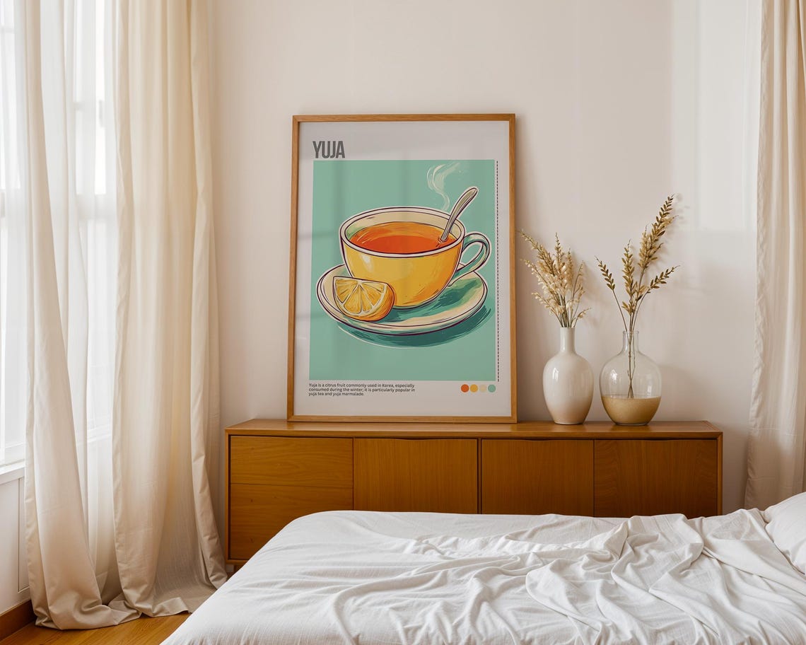 Yuja Korean Citrus Tea Cup Yellow Minimalist Kitchen Art Poster - Image 6