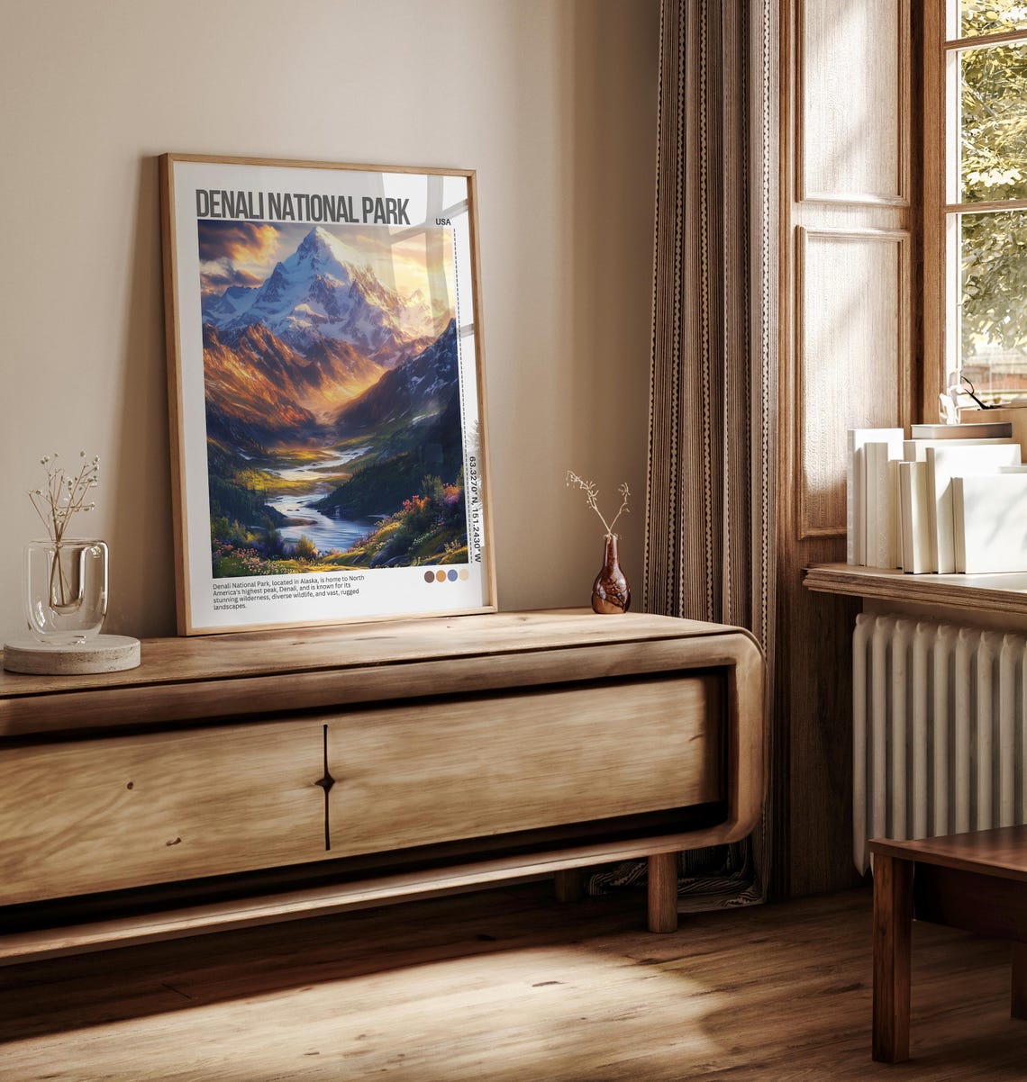 Denali National Park Snowy Peak Alaska Wilderness Travel Poster - Image 4