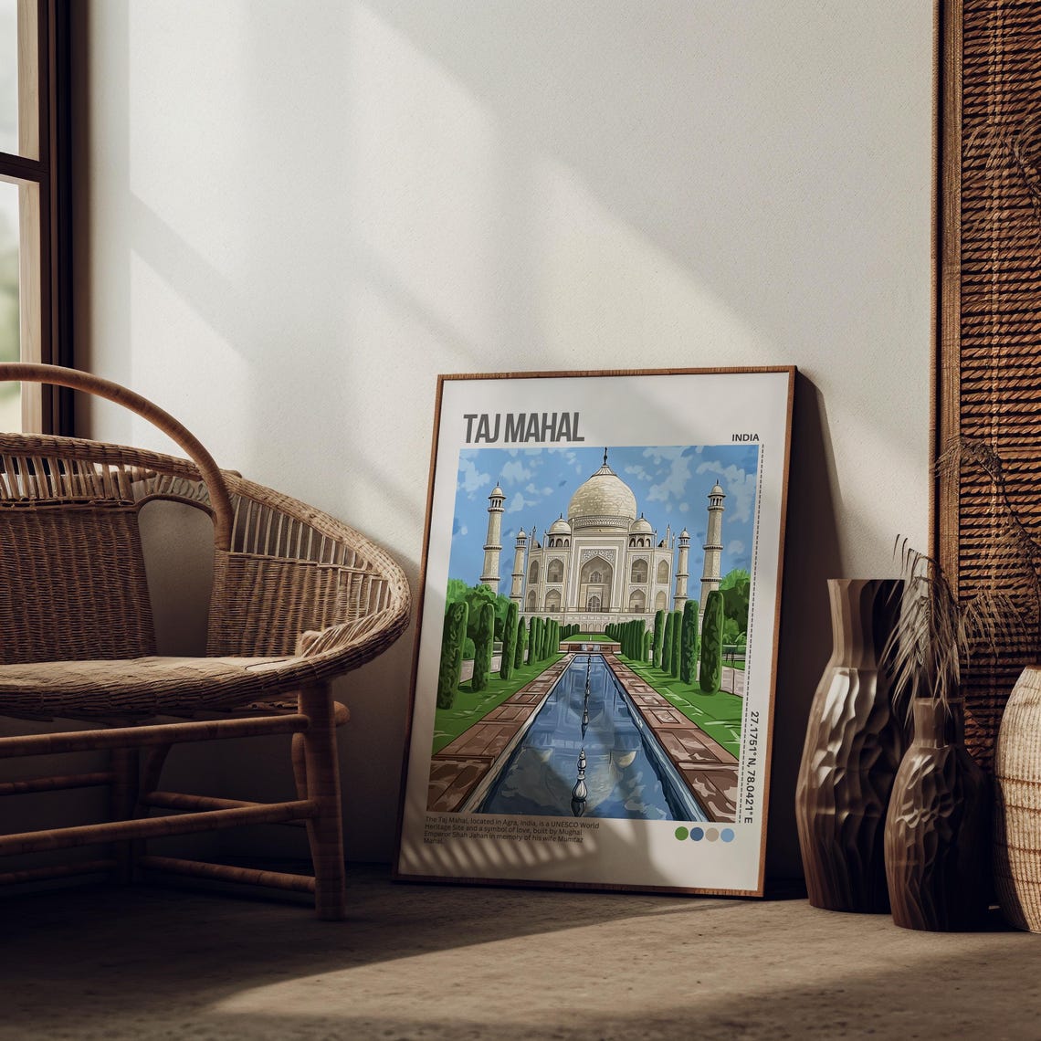 Taj Mahal Agra India Reflecting Pool Bright Daytime Travel Poster - Image 7