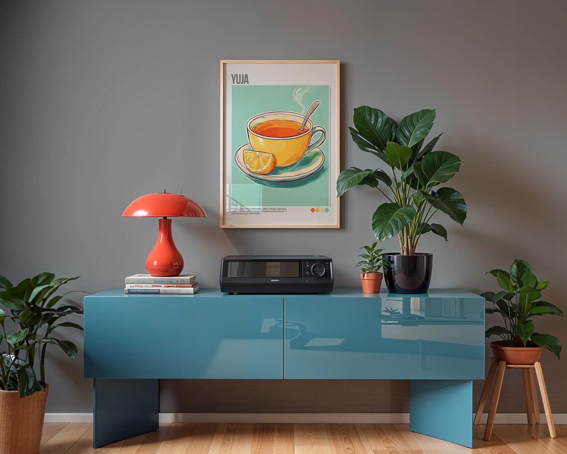 Yuja Korean Citrus Tea Cup Yellow Minimalist Kitchen Art Poster - Image 5