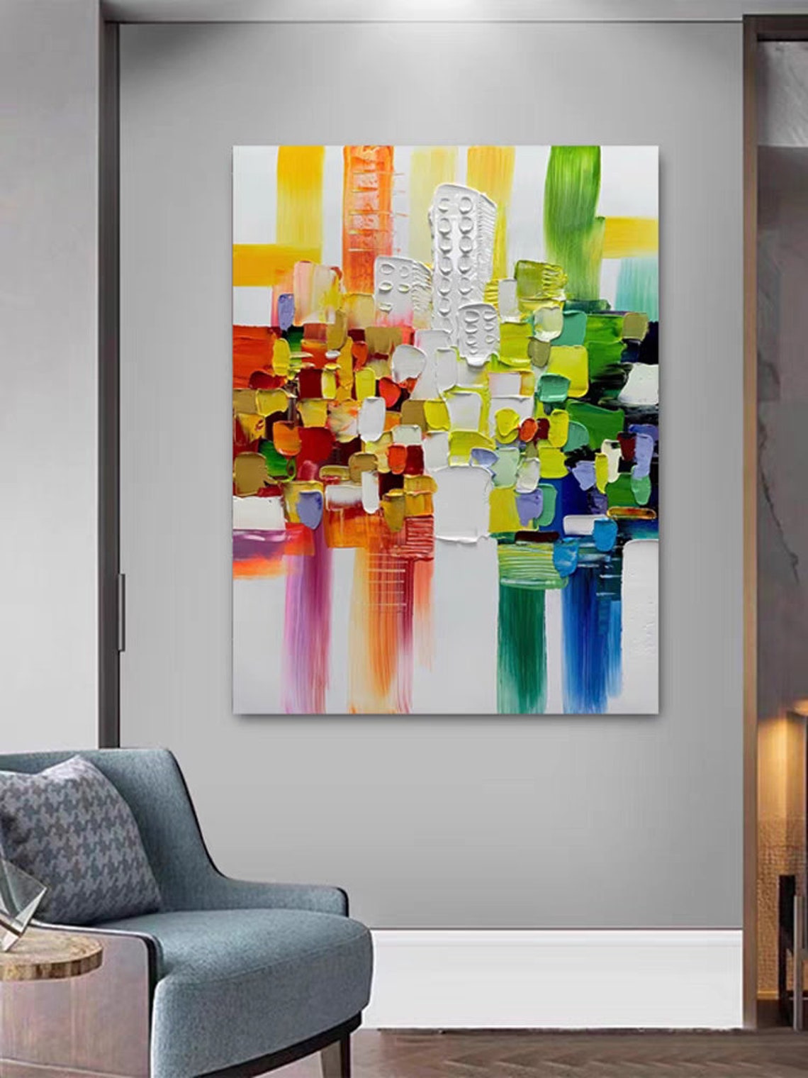 Abstract City View Bright Color Blocks Thick Impasto Painting Poster - Image 2