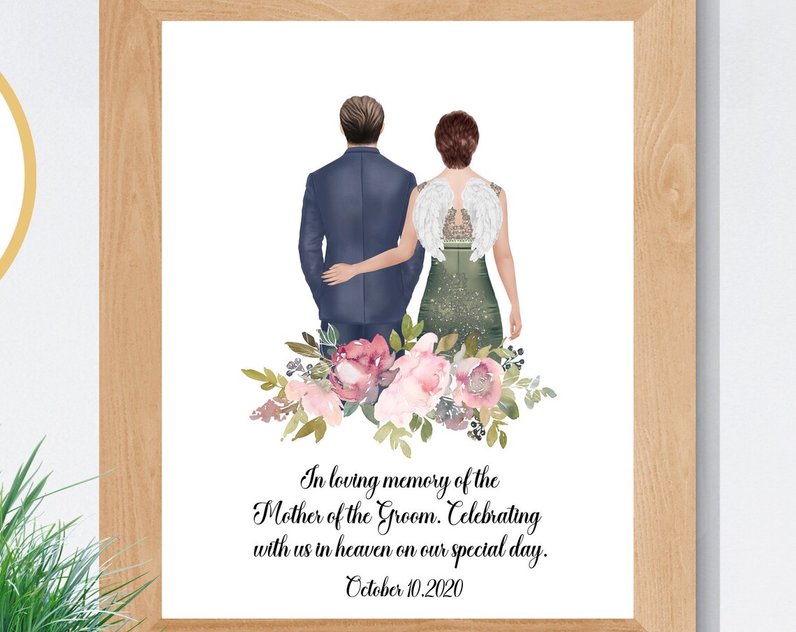 Personalized Mother of the Groom Angel Wings Memorial Poster