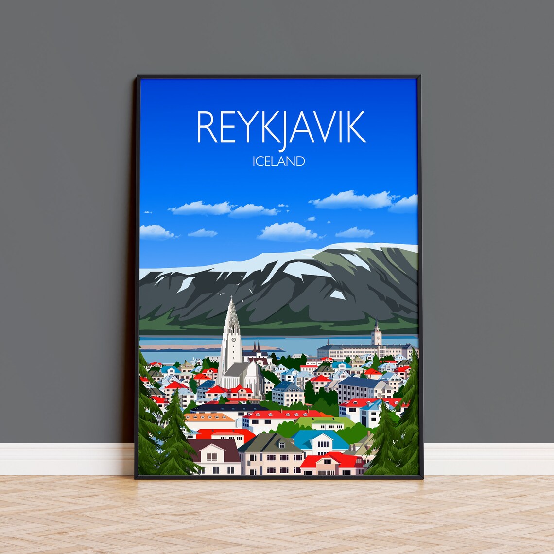 Reykjavik Travel Poster, Iceland Wall Art