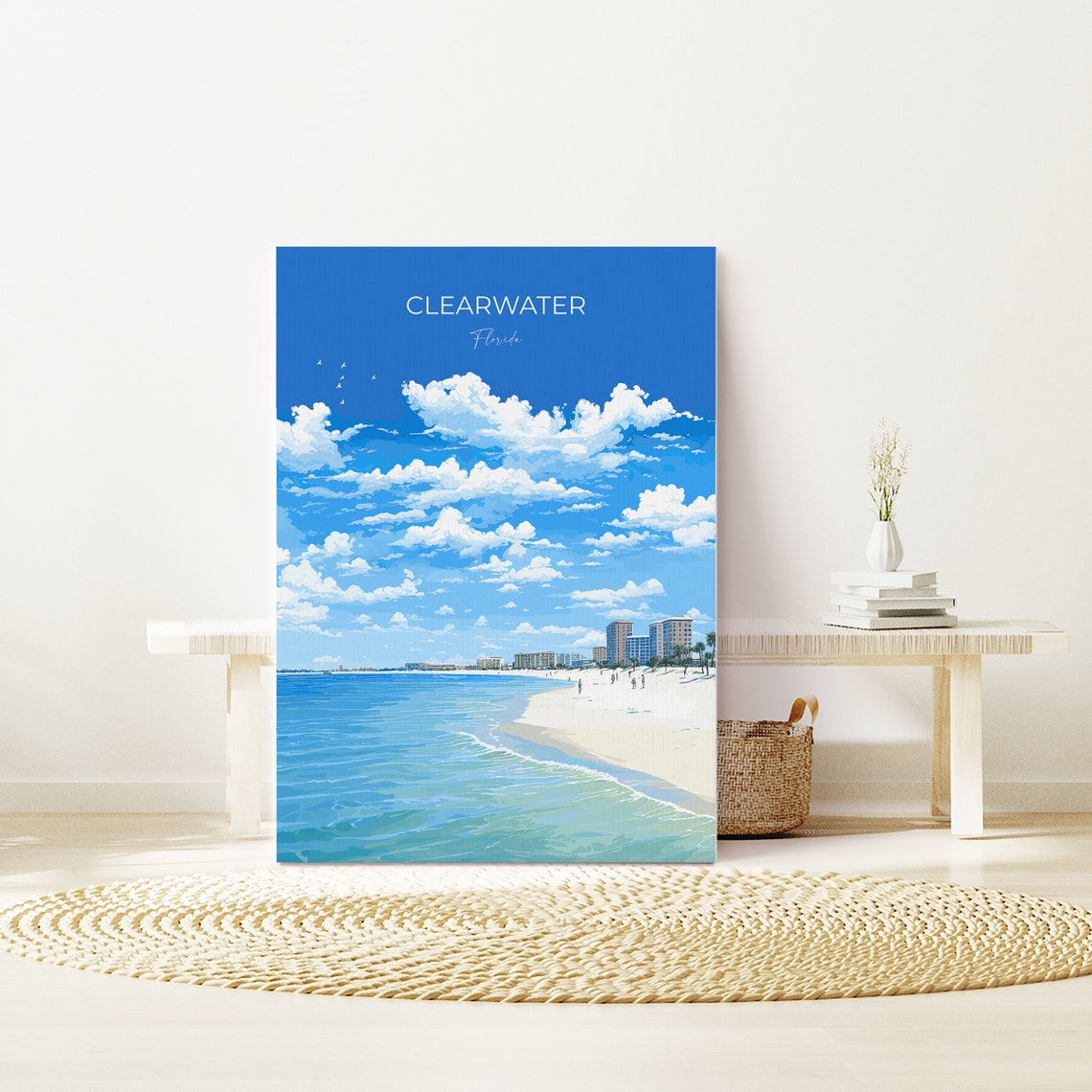 Clearwater Florida Beach Travel Poster Turquoise Gulf Coast Wall Decor - Image 3
