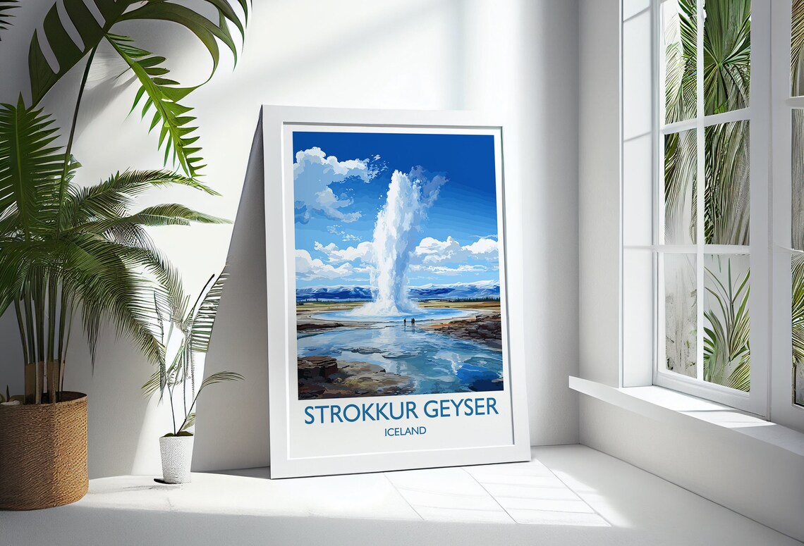 Strokkur Geyser Travel Poster, Iceland Wall Art - Image 3
