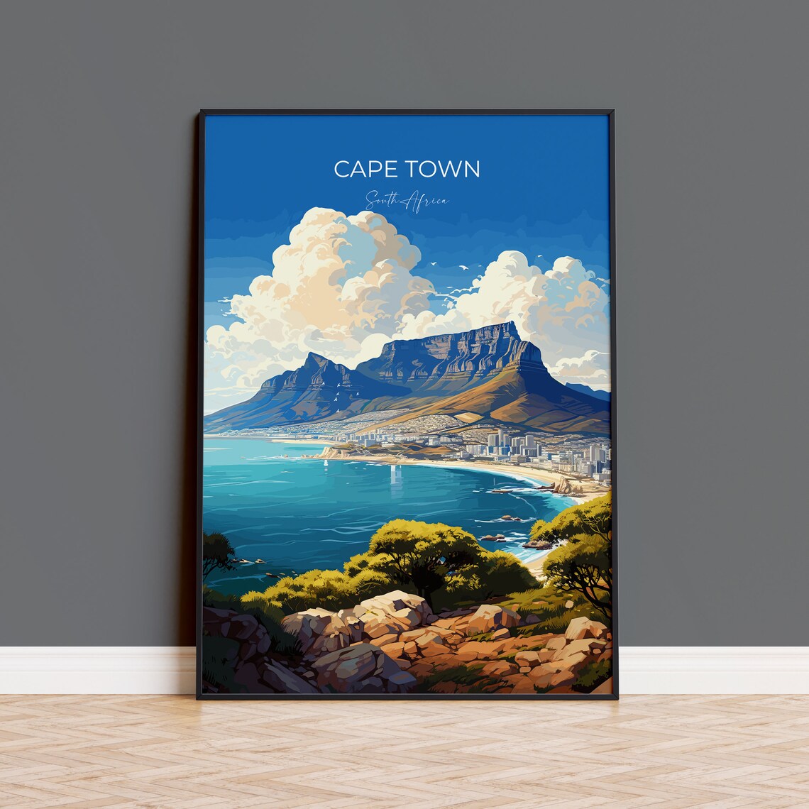 Cape Town Travel Poster Travel Print Of Cape Town Cape Town Art Lovers Gift South Africa Gift Wall Art Print