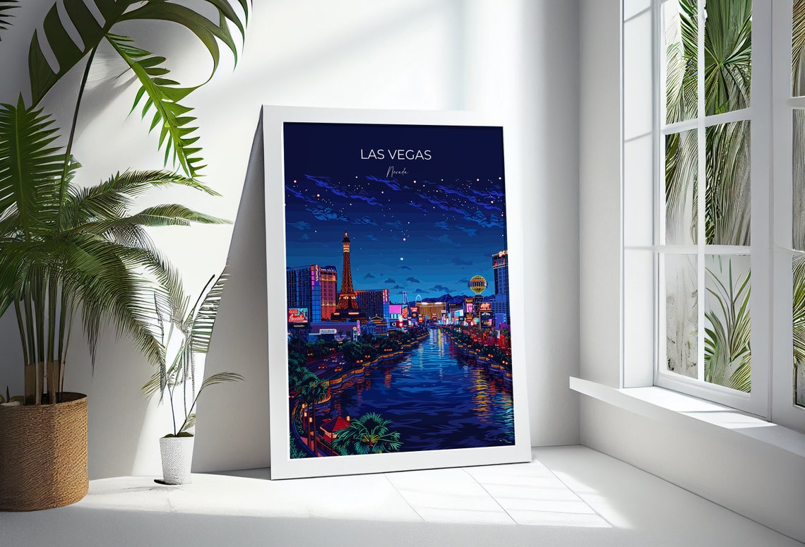 Las Vegas Travel Poster Travel Print Of Las Vegas Nevada Las Vegas Art Lovers Gift Usa Gift Wall Art Print - Image 2
