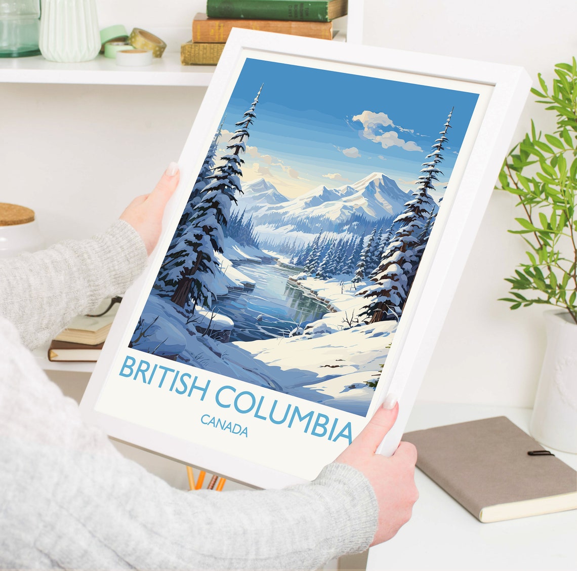 British Columbia Canada Winter Snowy River Pine Forest Poster - Image 5