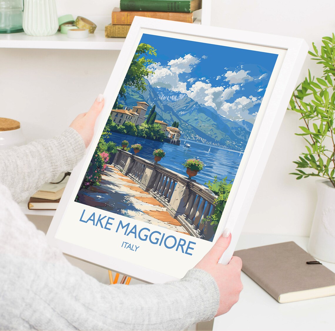 Lake Maggiore Italy Terrace Balcony Lakeside View Travel Poster - Image 5