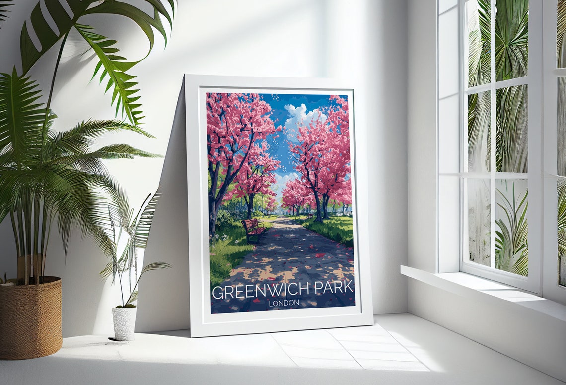 Greenwich Park London Cherry Blossom Avenue Spring Travel Poster - Image 3