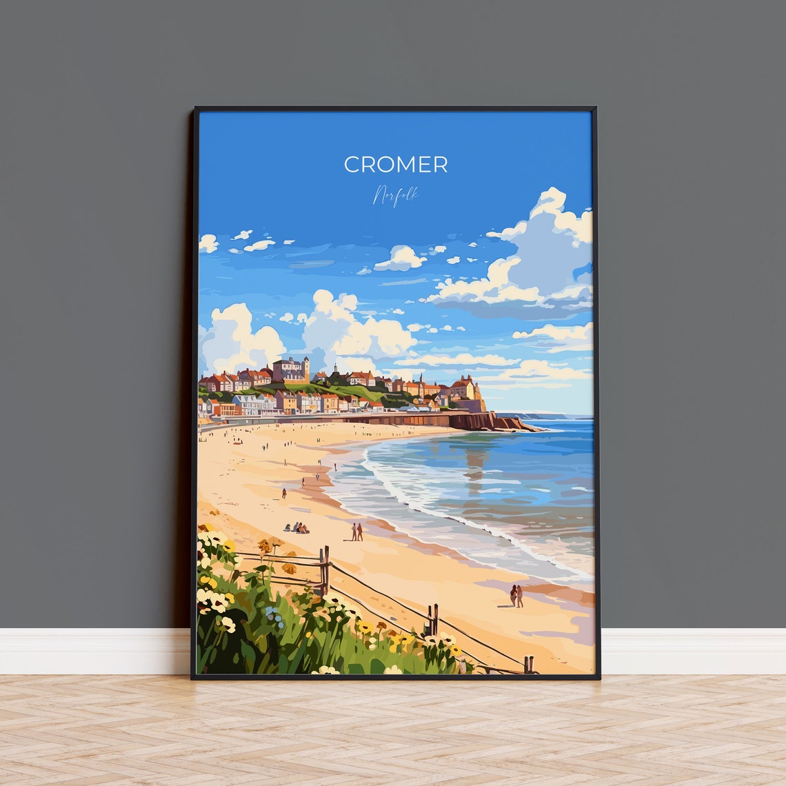 Cromer Norfolk Sandy Beach Town Coastline Travel Poster English Decor