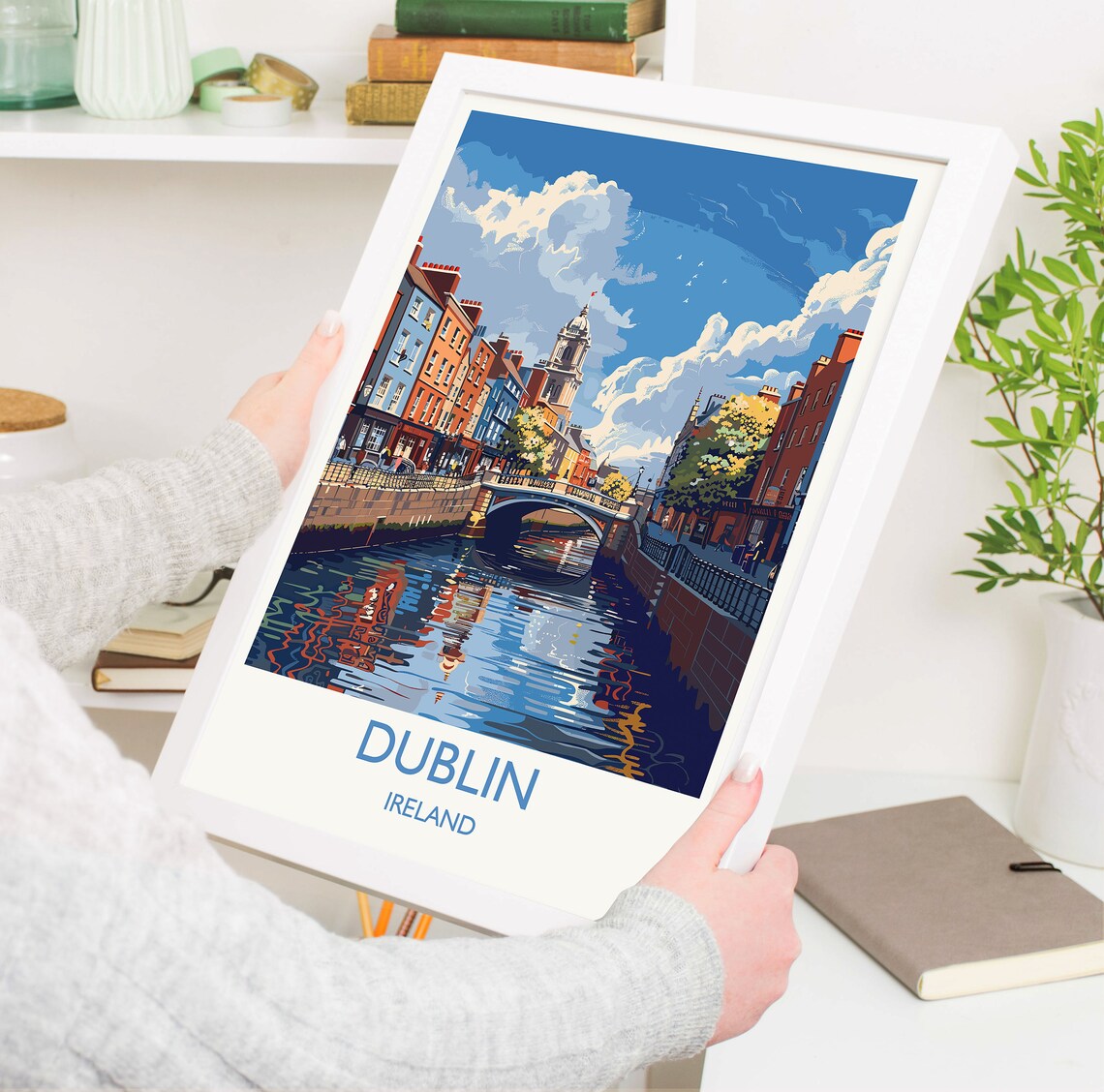 Dublin Ireland River Liffey Bridge Colorful Quays Travel Poster - Image 5