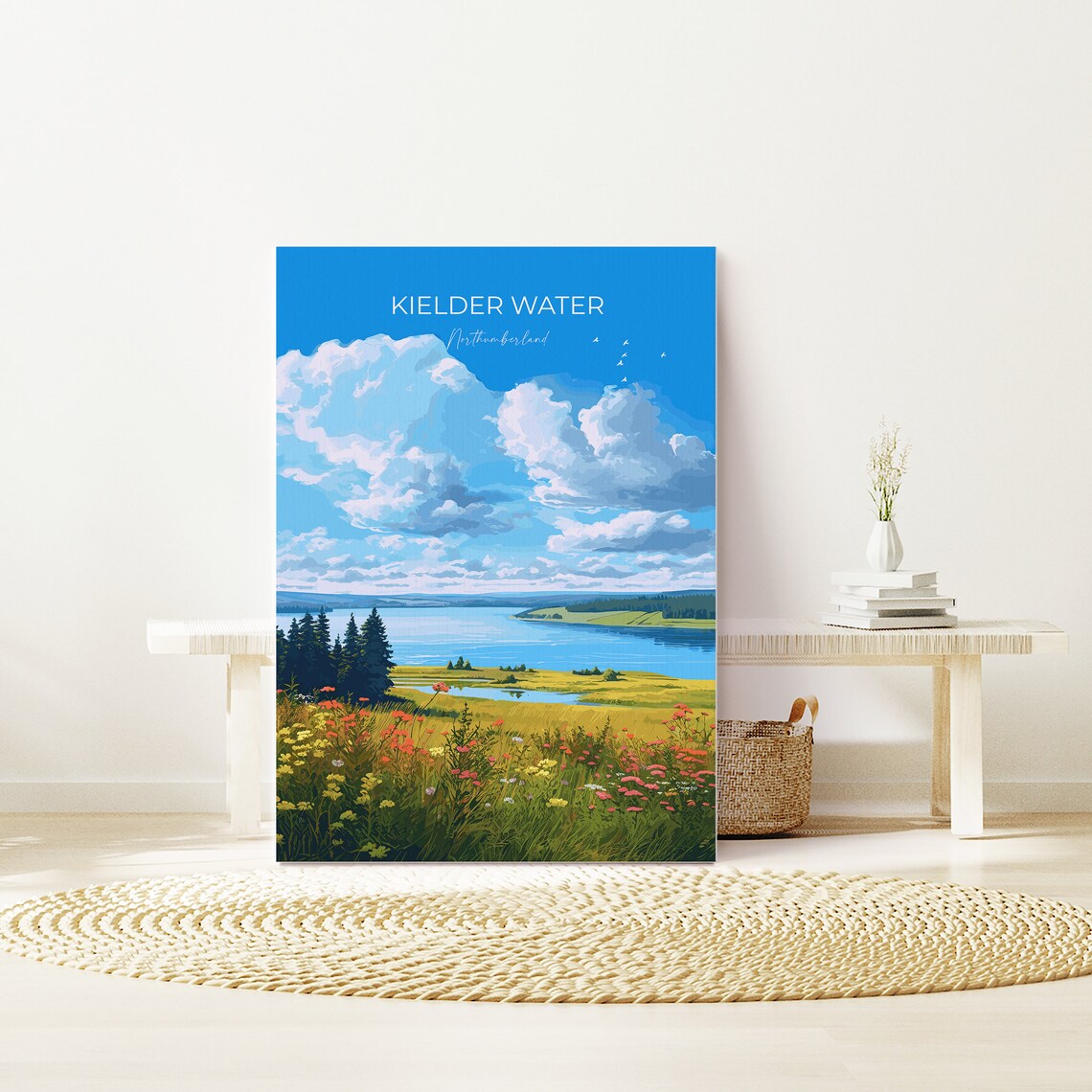 Kielder Water Northumberland Lake Pines Sky Scene Travel Poster - Image 3