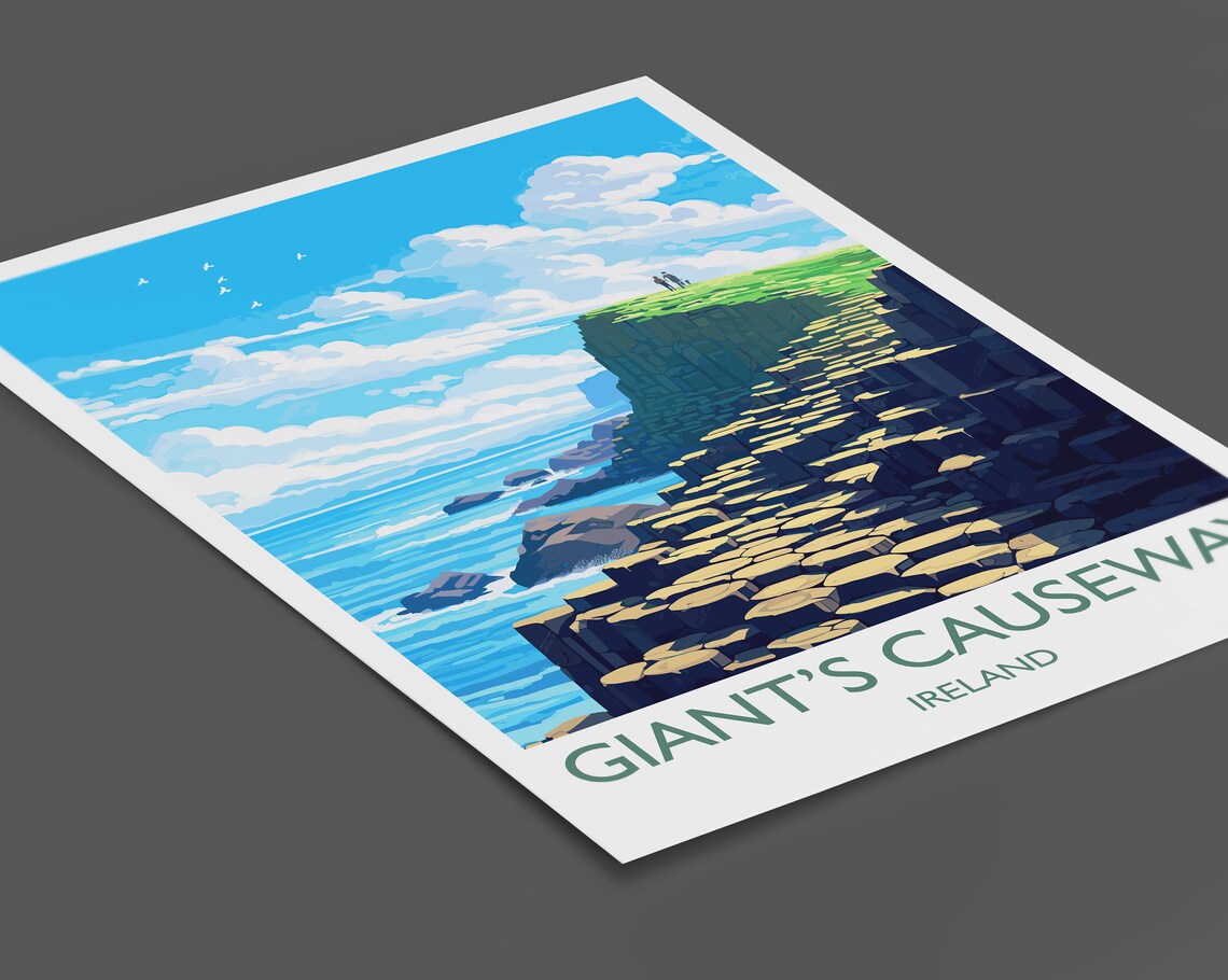 Giants Causeway Travel Print Travel Poster Of Giants Causeway Ireland Giants Causeway Gift Ireland Gift Wall Art Print - Image 2