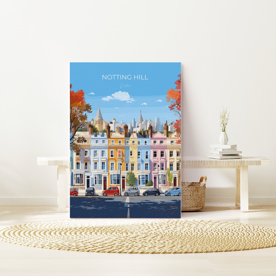 Notting Hill Travel Poster Wall Art Travel Print Of Notting Hill London Poster Notting Hill Art Gift London Art Uk Travel Gift - Image 3