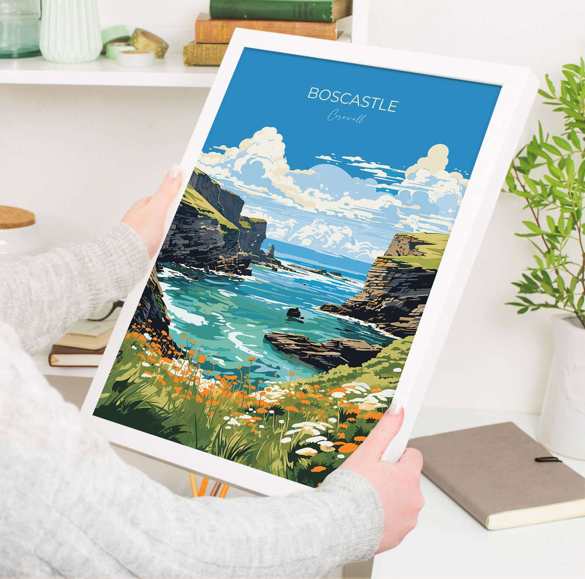 Boscastle Cornwall Rugged Cliffs Cove Wildflowers Travel Poster - Image 5