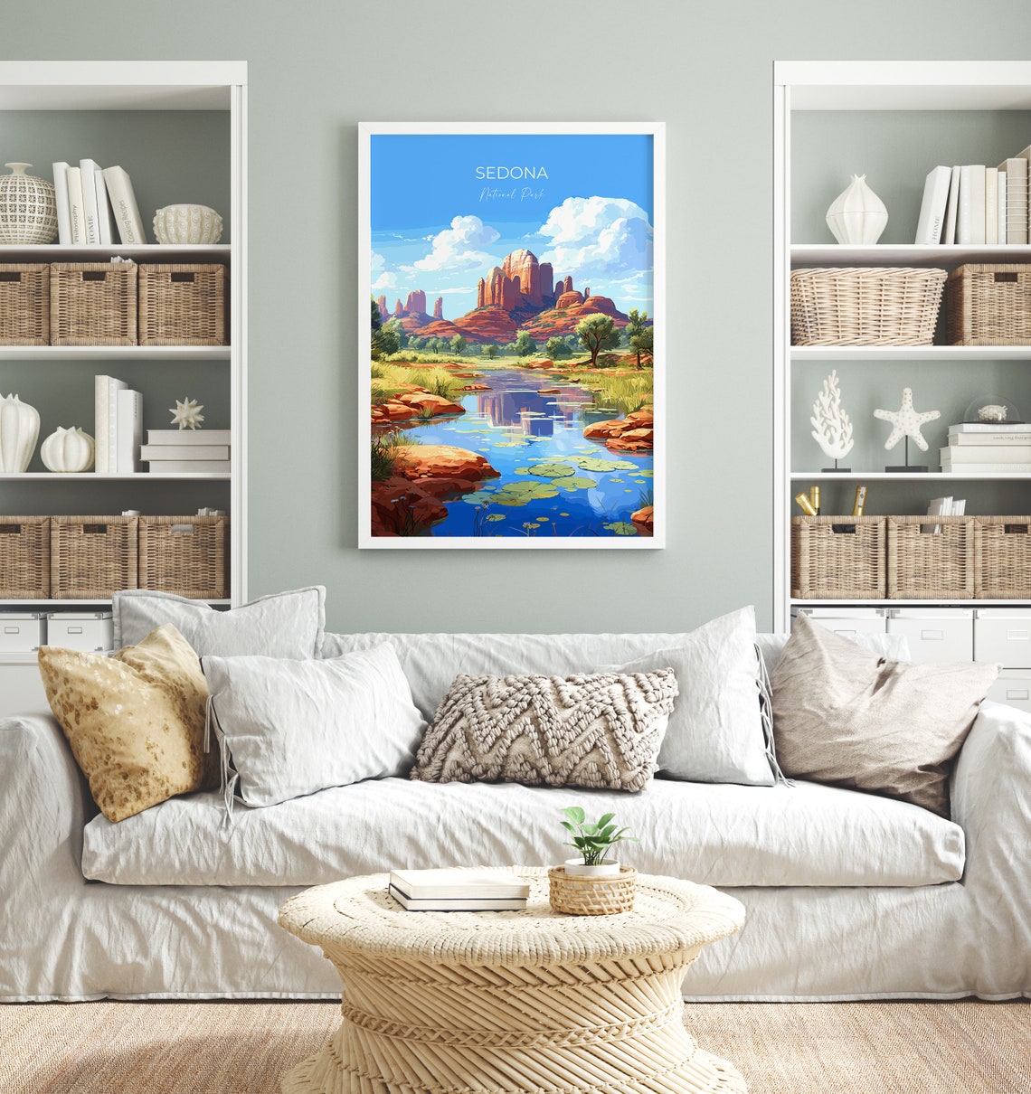 Sedona Arizona Red Rock Desert River Reflections Travel Poster - Image 4