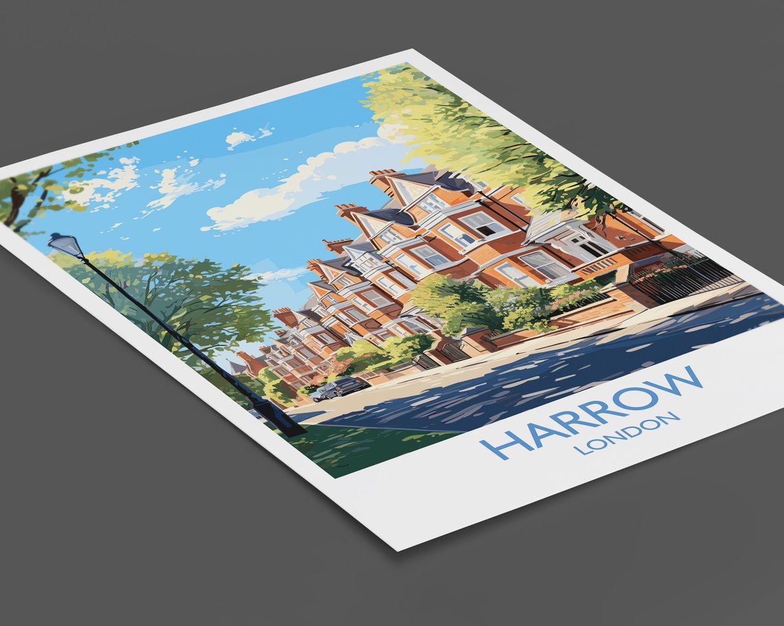 Harrow Travel Print Travel Poster Of Harrow London Poster Harrow Gift Harrow Art London Art Uk Travel Gift - Image 2