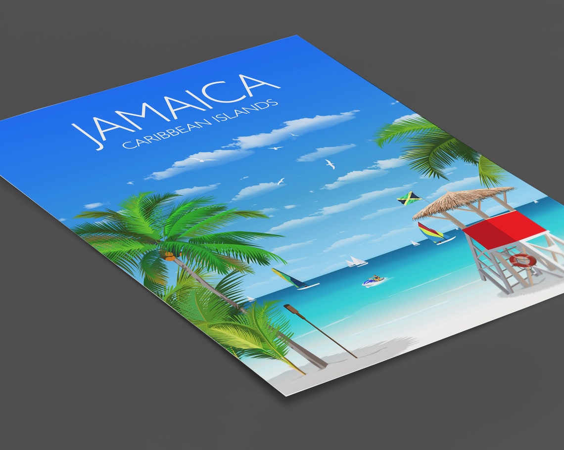 Travel Poster Of Jamaica Travel Print Of Jamaica Caribbean Travel Poster Jamaica Print - Image 2