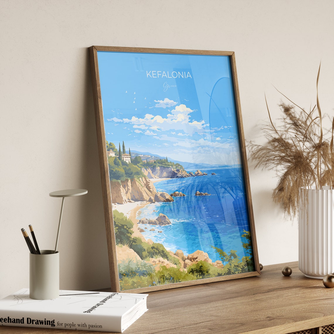 Kefalonia Rocky Beach Cove Greece Turquoise Ionian Sea Poster - Image 2