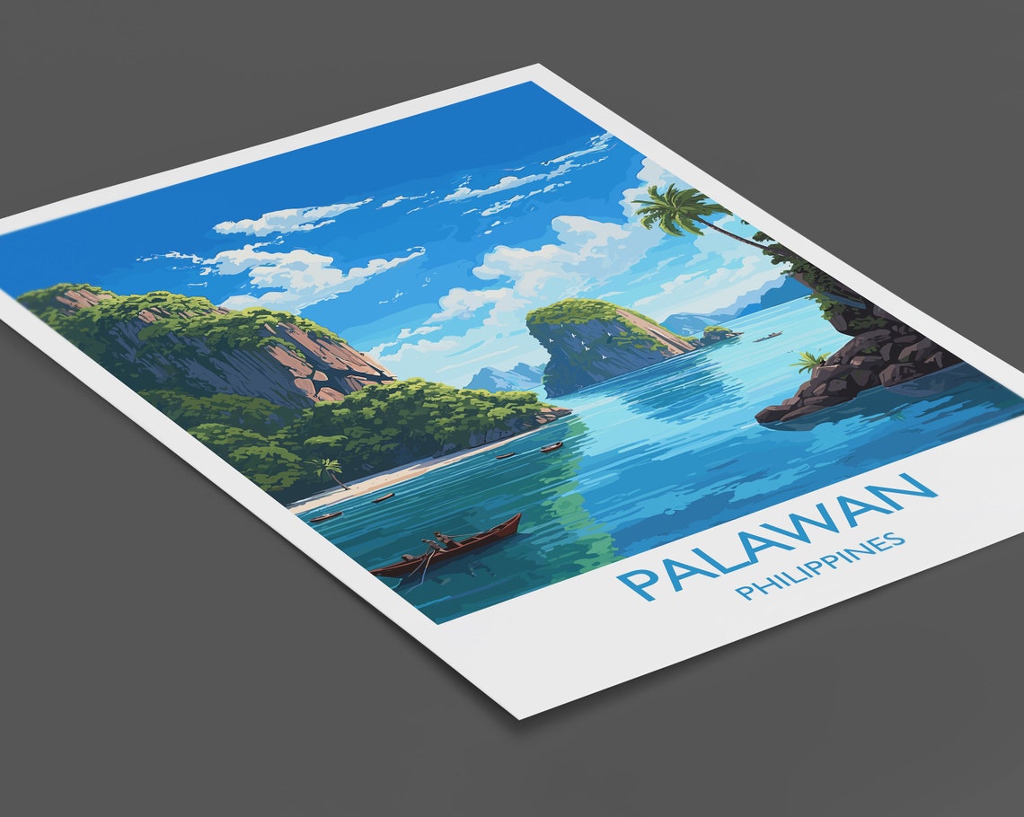 Palawan Philippines Limestone Cliffs Lagoon Travel Poster Wall Decor - Image 2