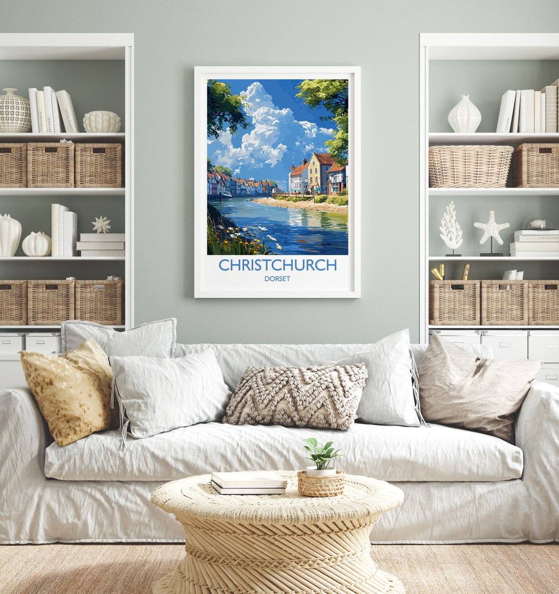 Christchurch Travel Print Wall Art Travel Poster Of Christchurch England Dorset Coast Art Lovers Gift Dorset Wall Decor - Image 4