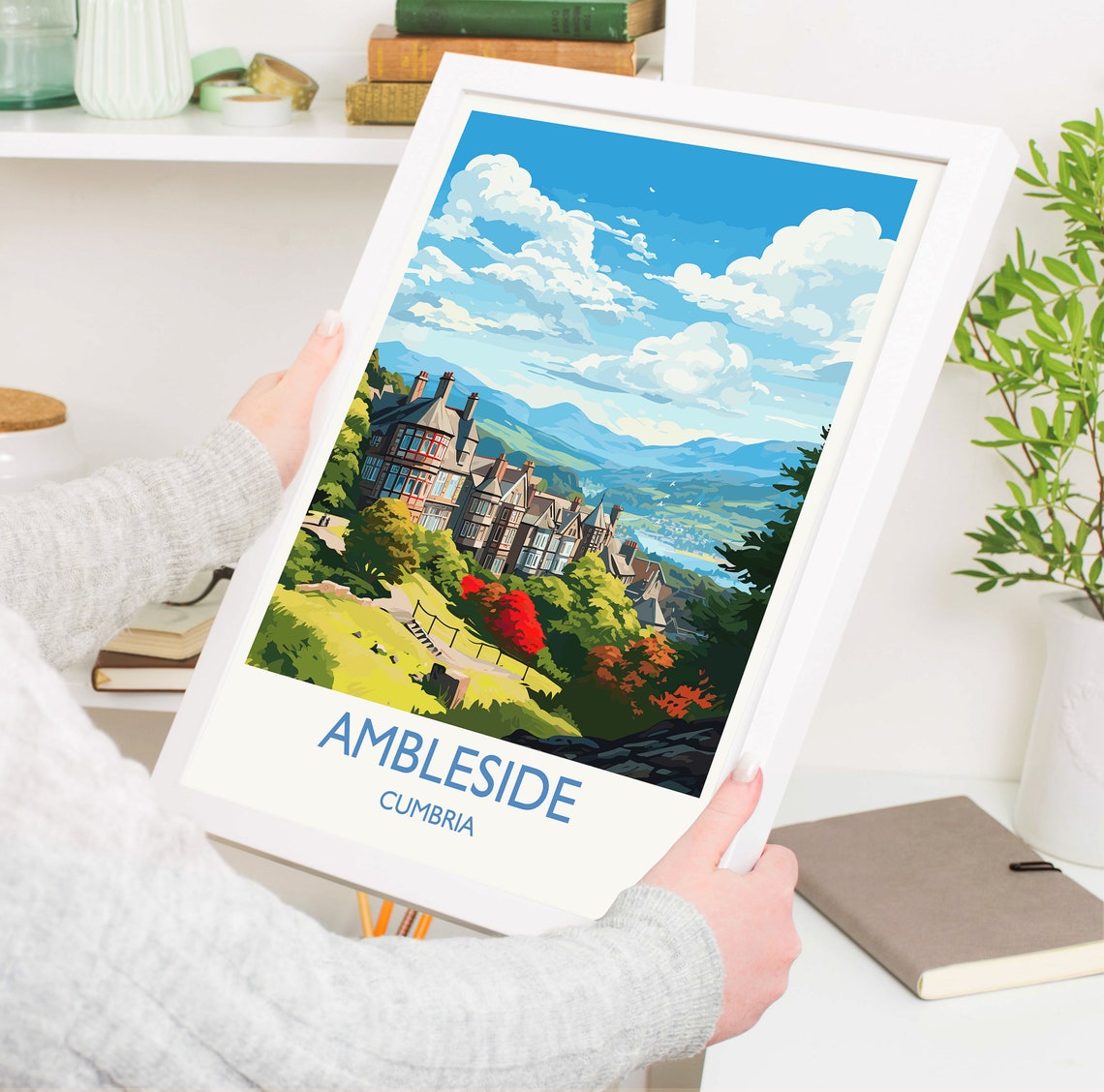 Ambleside Cumbria Hillside Town Autumn Lake District Art Poster - Image 5