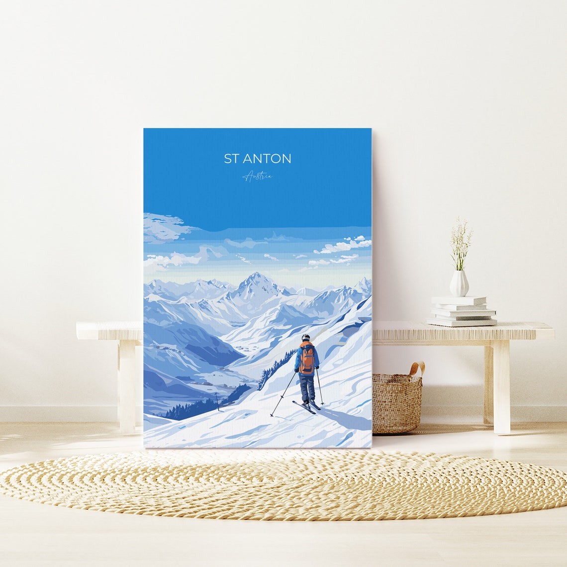 St Anton Wall Art Travel Poster Travel Print Of St Anton Ski Poster St Anton Art Lovers Gift Austria Ski Art Travel Gift - Image 3