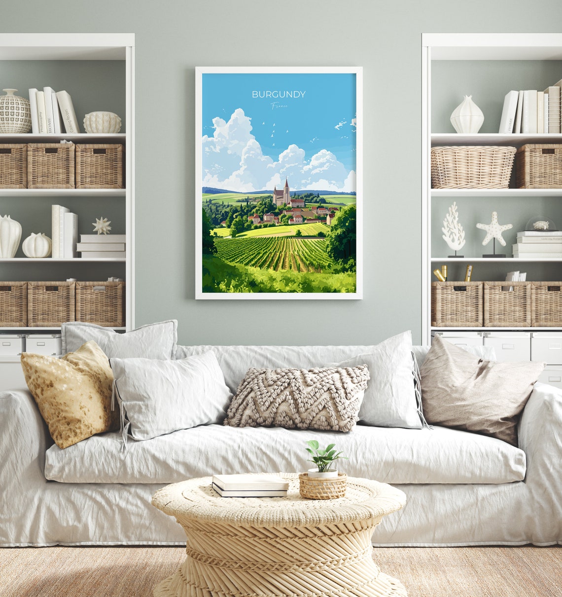 Burgundy Print Travel Poster Of Burgundy Wine Region Burgundy Gift France Art Europe Travel Gift - Image 4