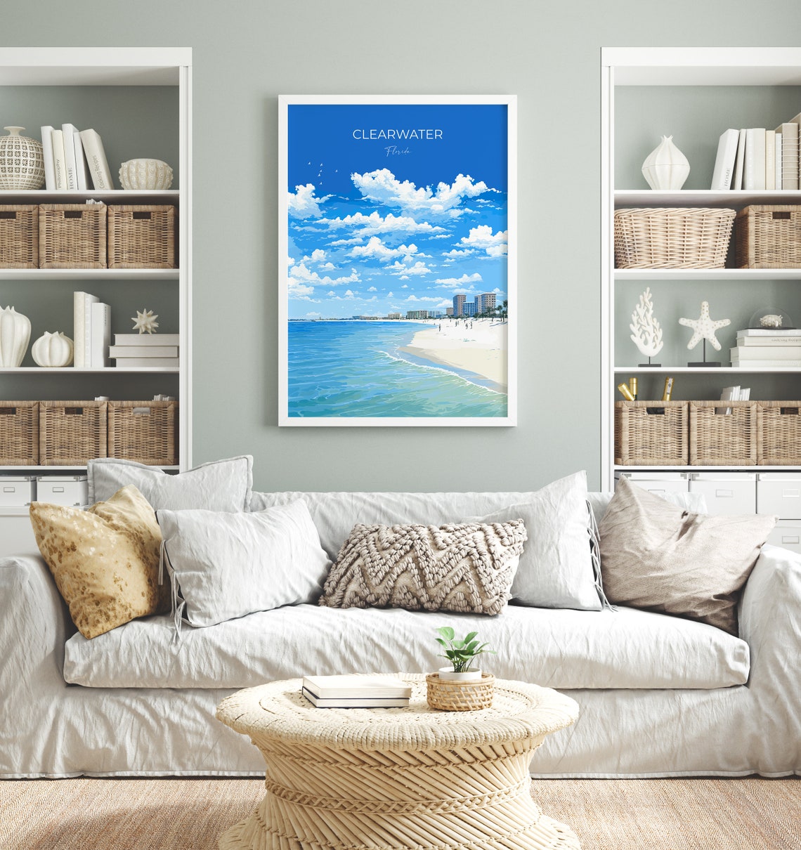 Clearwater Florida Beach Travel Poster Turquoise Gulf Coast Wall Decor - Image 4