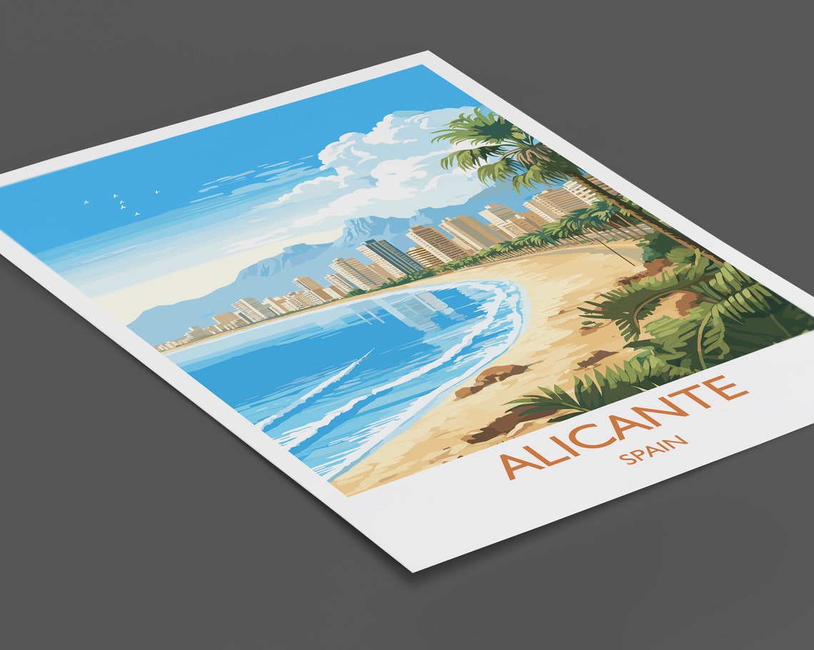 Alicante Travel Print Wall Art Travel Poster Of Alicante Spain Alicante Art Gift Spanish Coast Art - Image 2
