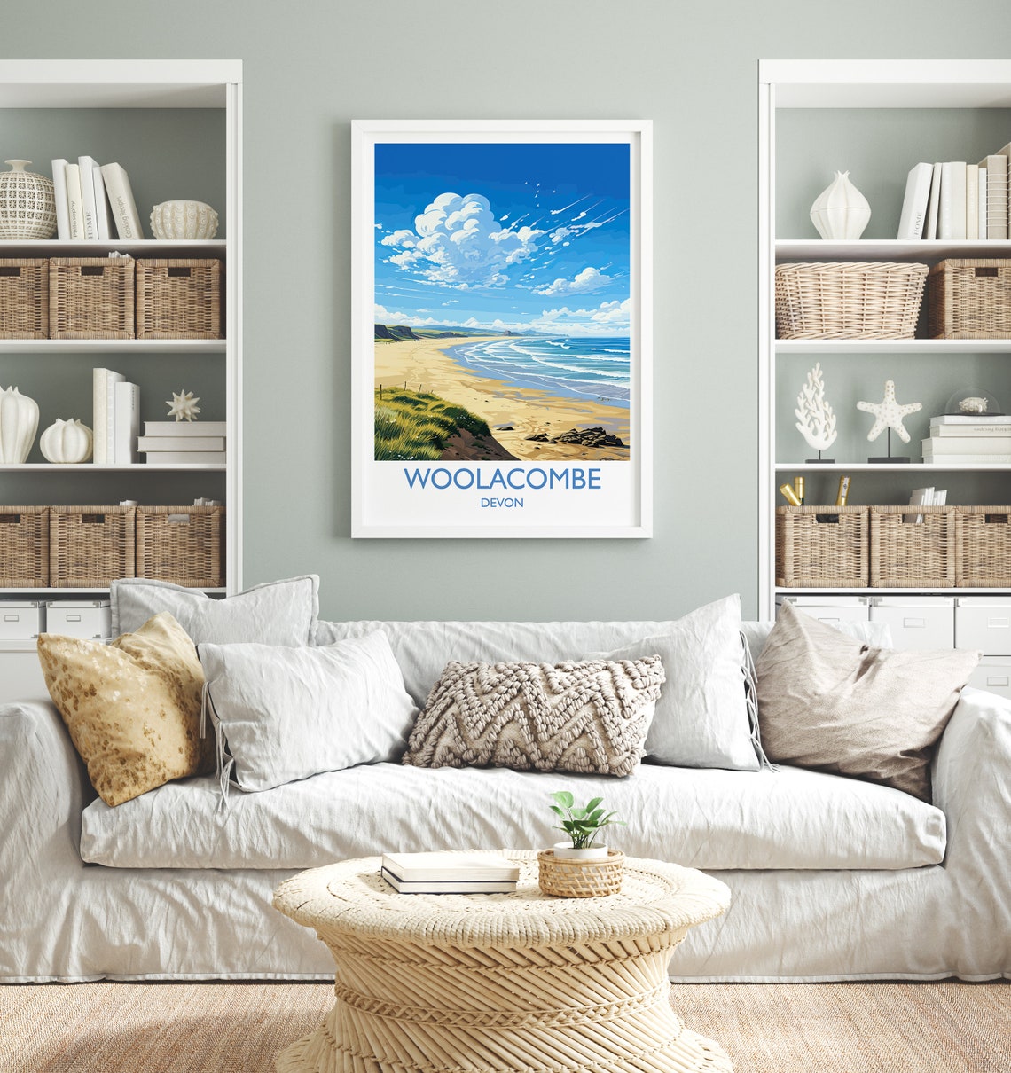 Woolacombe Devon Beach Panorama Golden Sands Coast Travel Poster - Image 4