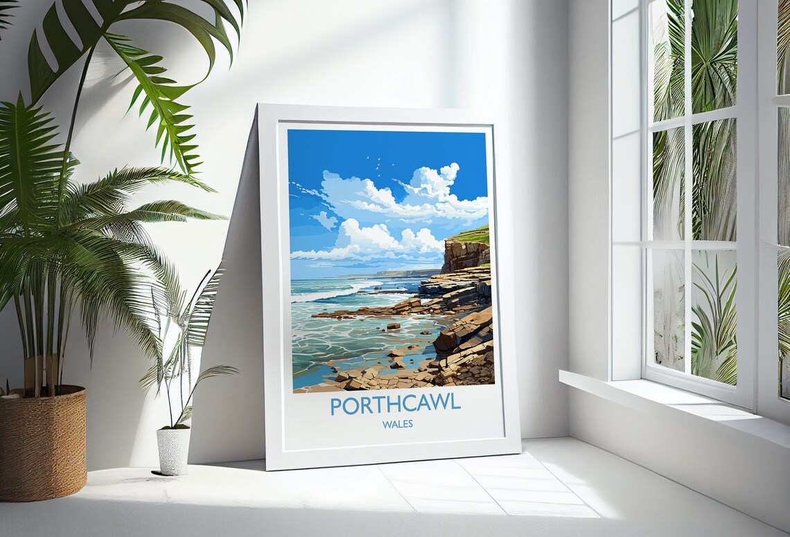 Porthcawl Travel Print Wall Art Porthcawl Travel Poster Wales Welsh Art Porthcawl Art Lovers Gift Wall Art Print - Image 3